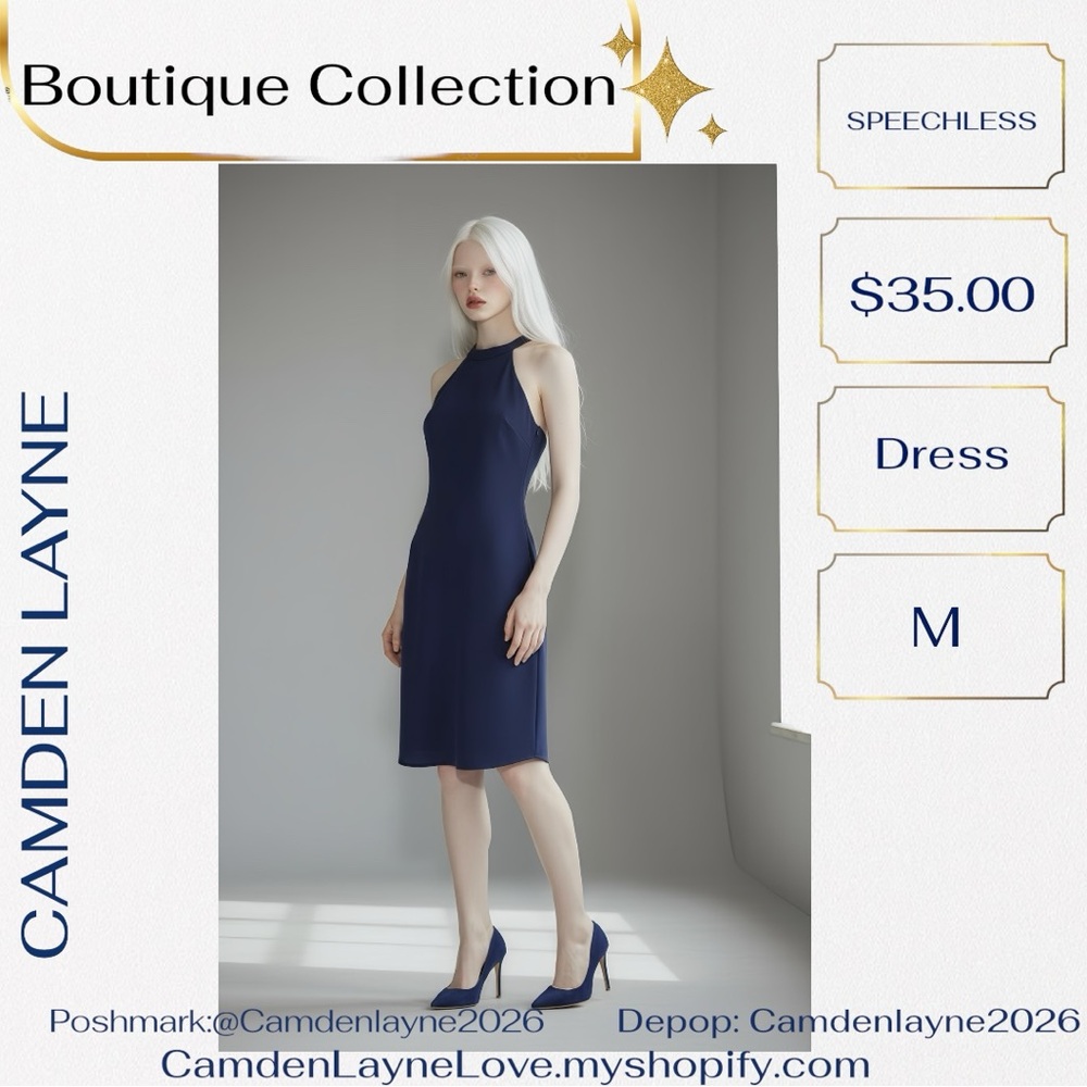 Speechless Navy Blue Midi Dress